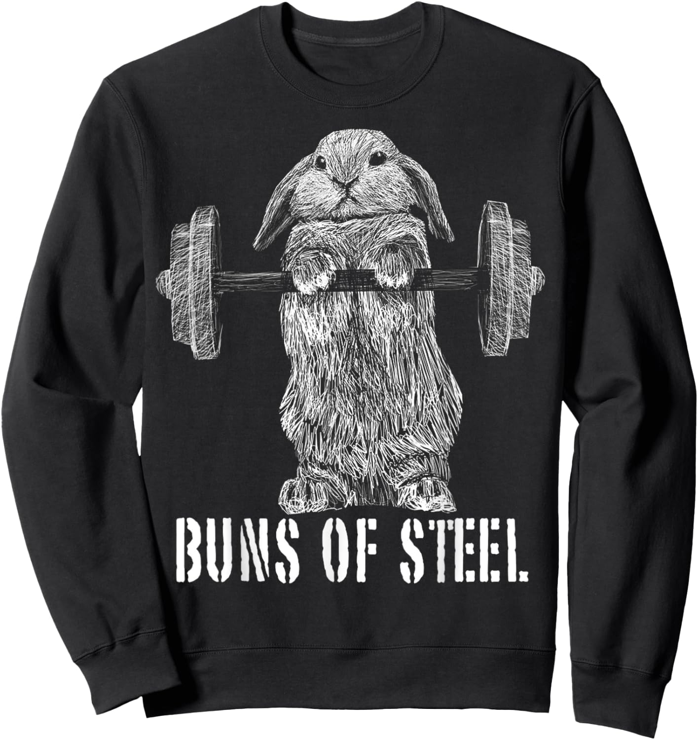 Funny Workout Buns Of Steel Bunny Rabbit Gym Squat Gift Sweatshirt - Sweatshirt | Black