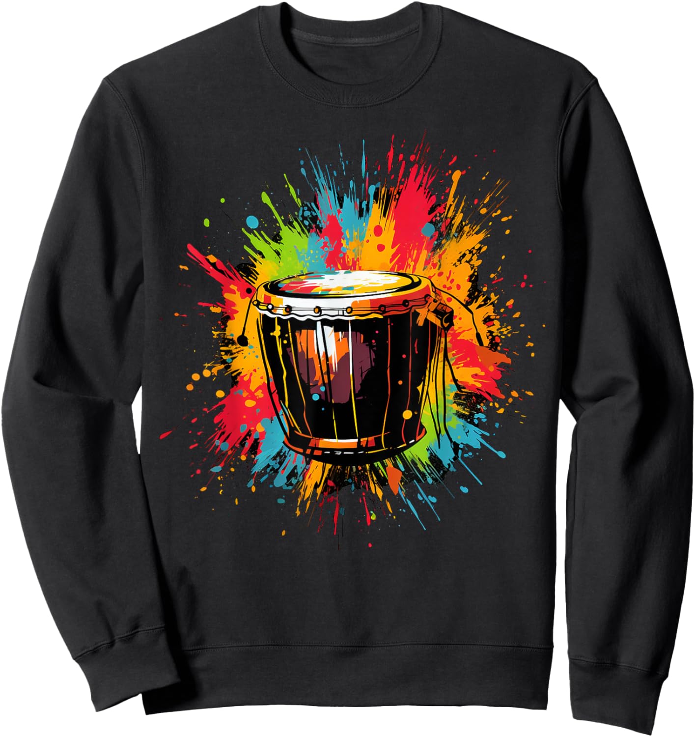 Djembe instrument on colorful painted Djembe Sweatshirt - Sweatshirt | Black