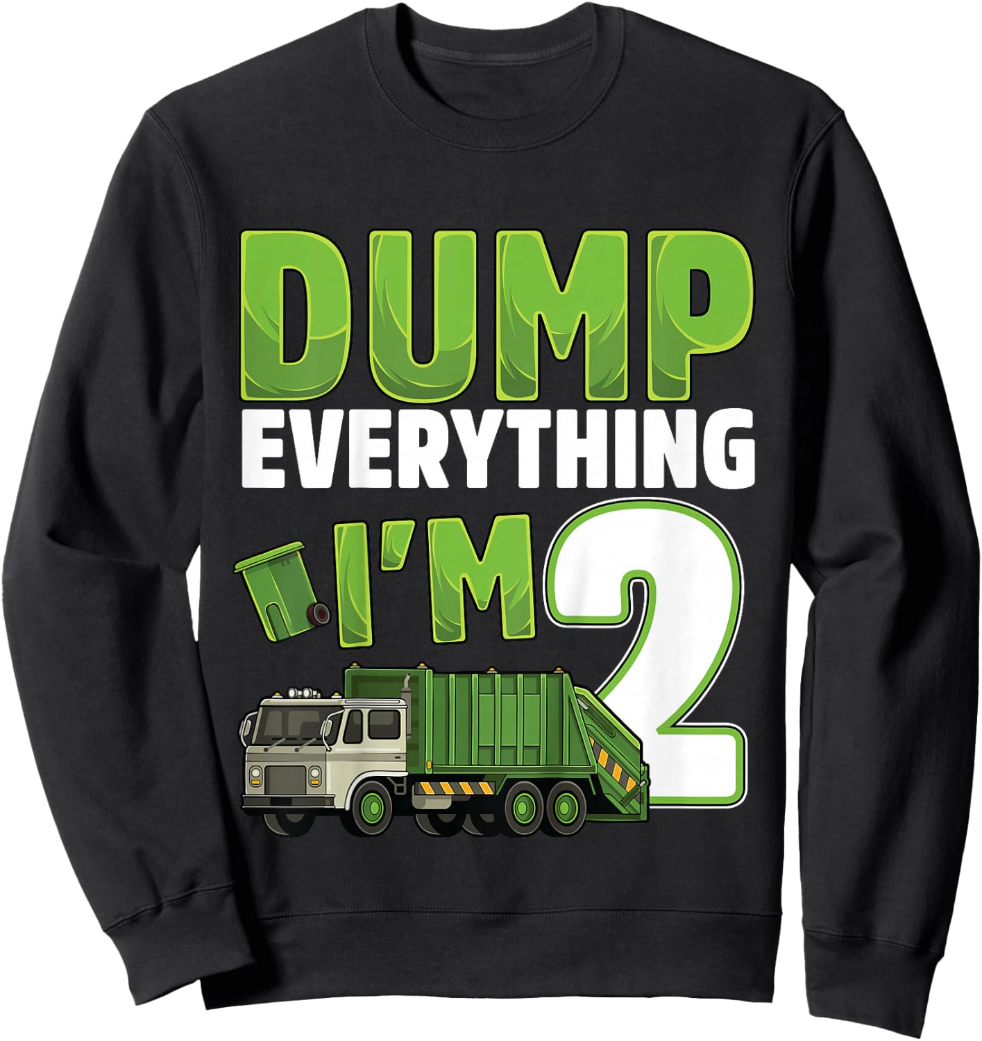 Recycling Trash 2 Year Old Garbage Truck 2nd Birthday Boy Sweatshirt - Sweatshirt | Black