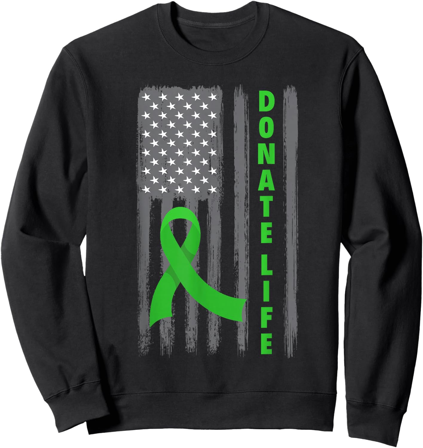 Donate Life Patriotic American Flag USA Kidney Donor Ribbon Sweatshirt - Sweatshirt | Black