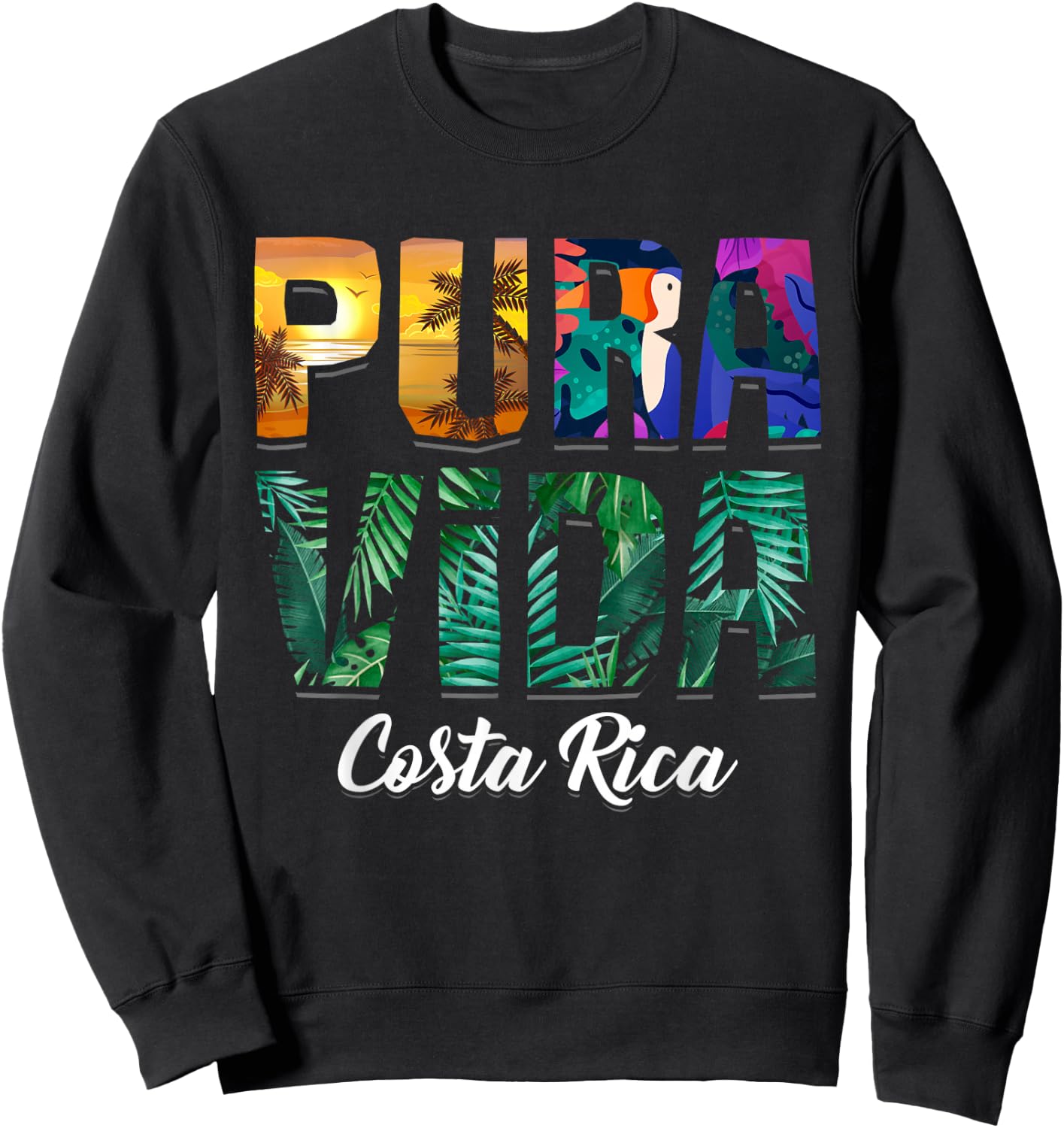Pura Vida Costa Rica Souvenir - Cool Central America Travel Sweatshirt - Sweatshirt | Black