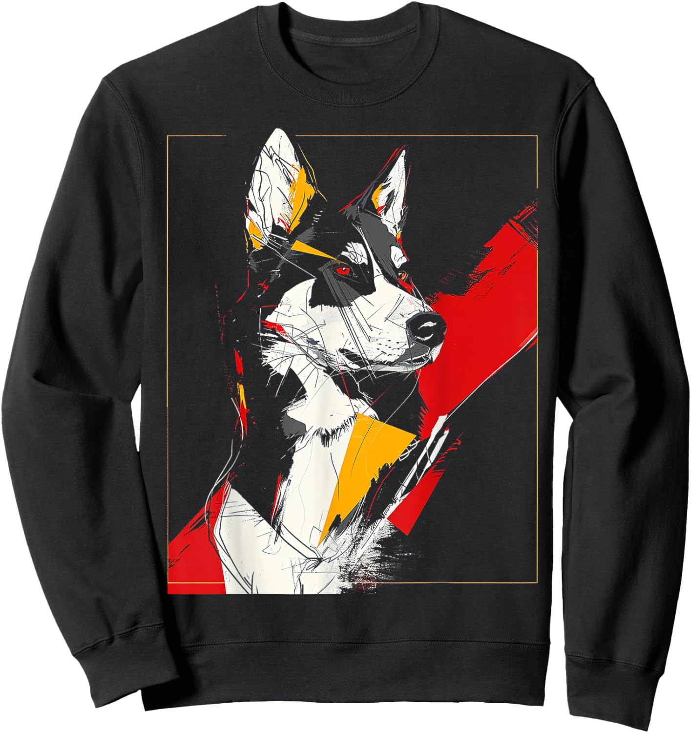 Husky Dog Lover Polygon Abstract Animal Art Graphic Husky Women Kids Sweatshirt - Sweatshirt | Black
