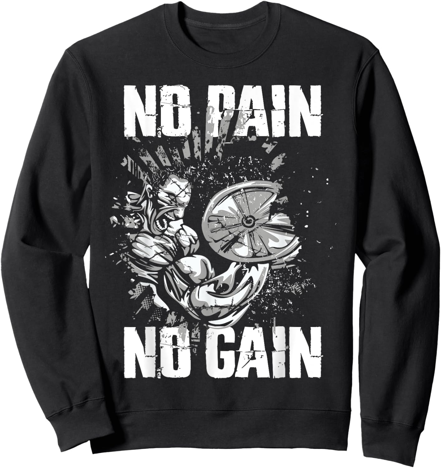 Gym Fitness and Bodybuilding Shirts No Pain No Gain Sweatshirt - Sweatshirt | Black