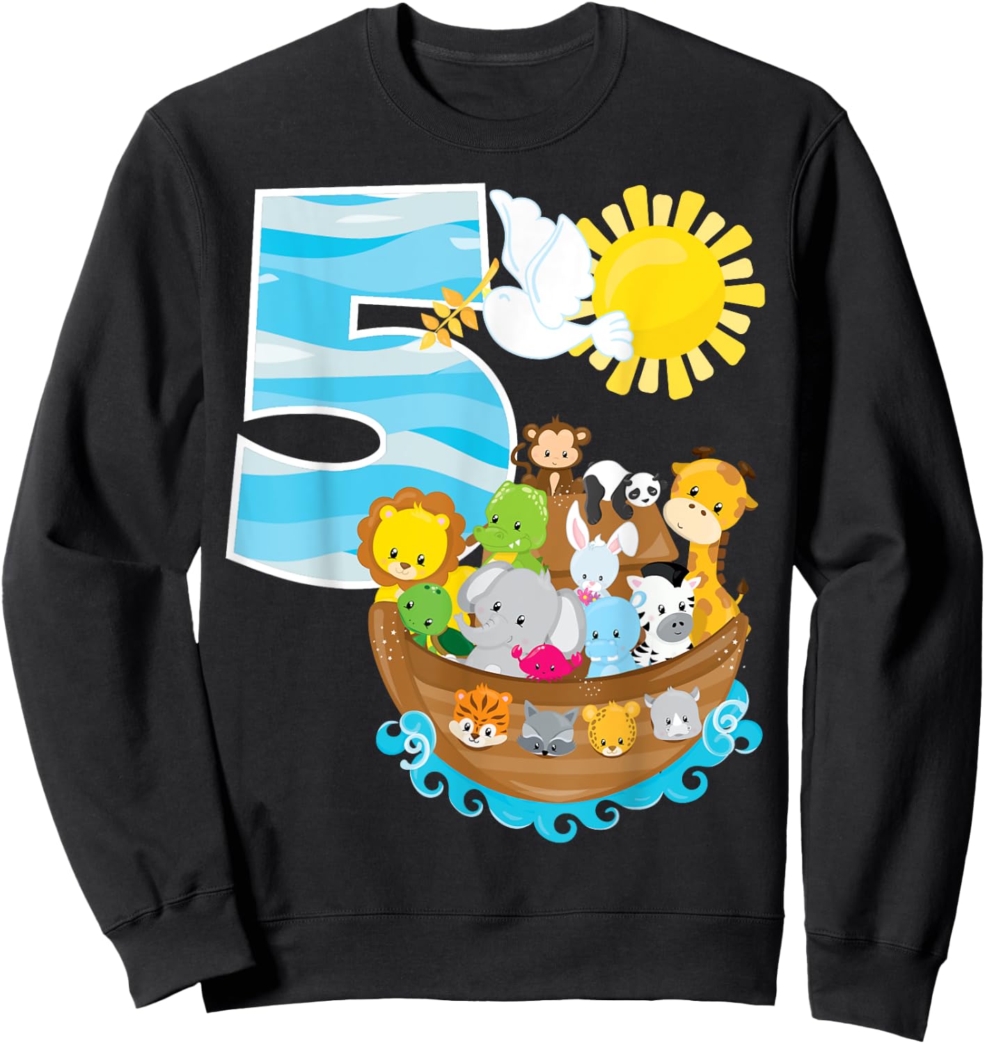 Noah's Ark Birthday Party 5th Birthday 5 Year Old Toddler Sweatshirt - Sweatshirt | Black