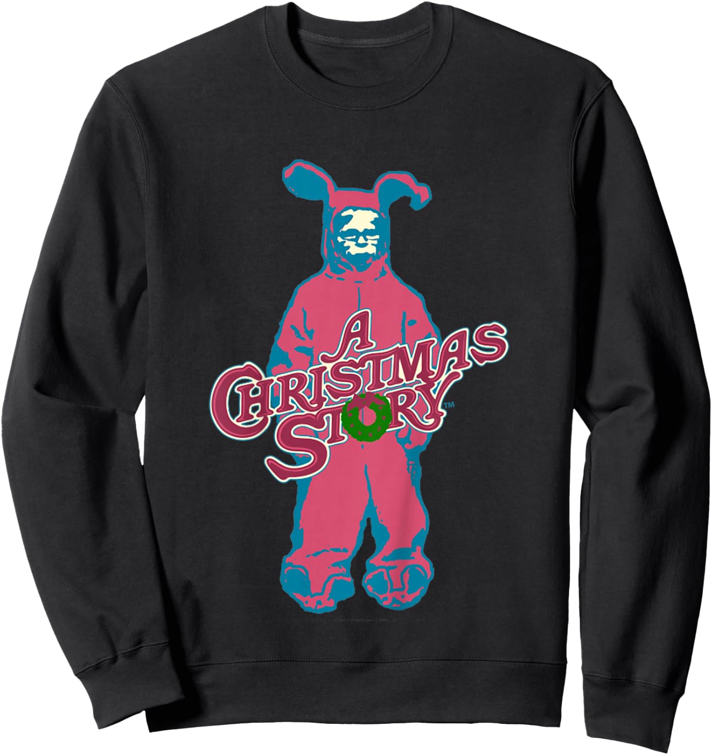 Kids A Christmas Story Ralphie Pink Bunny Suit Logo Sweatshirt - Sweatshirt | Black