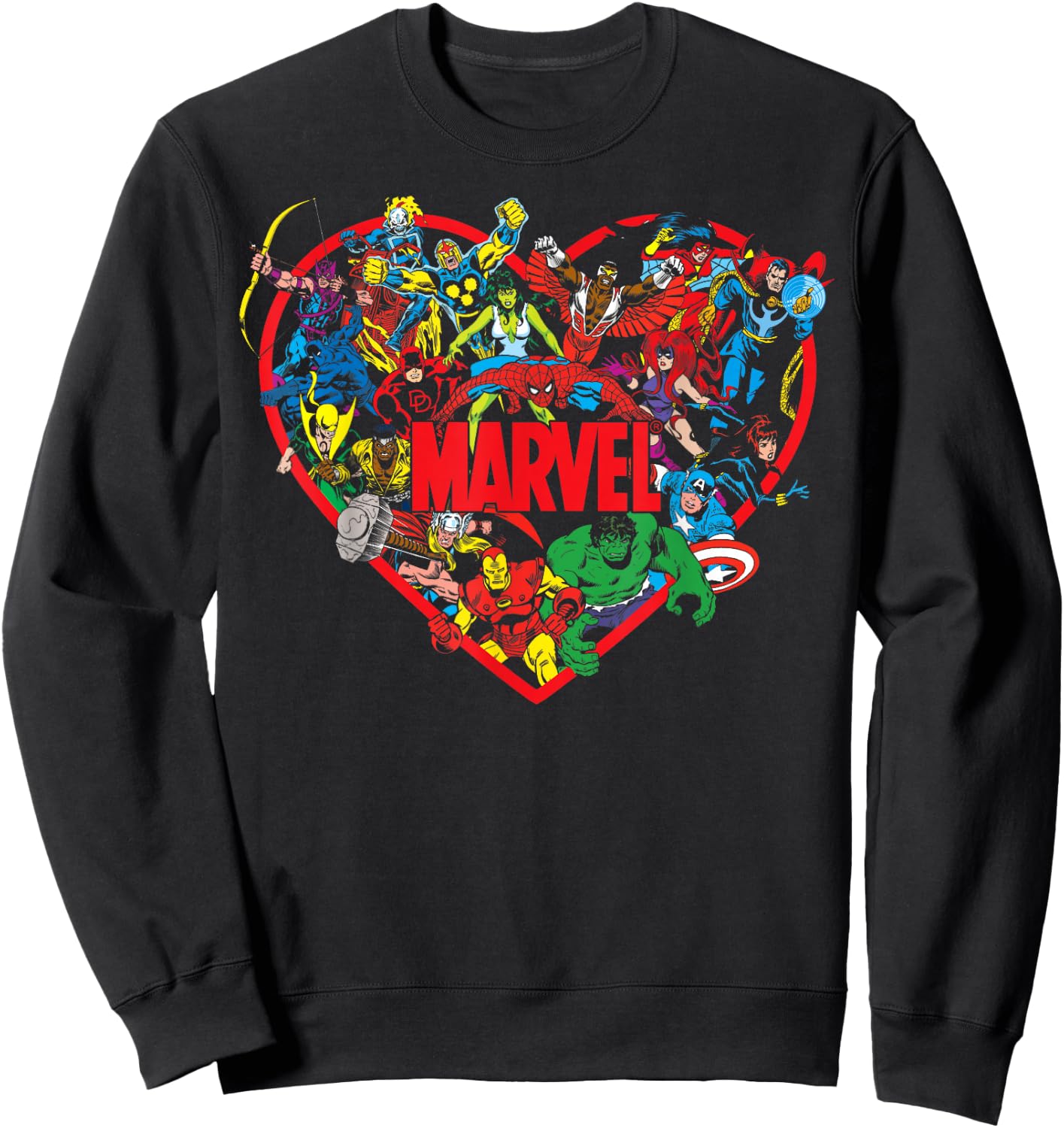 Marvel Valentine's Day Group Shot Heart Mashup Sweatshirt - Sweatshirt | Black