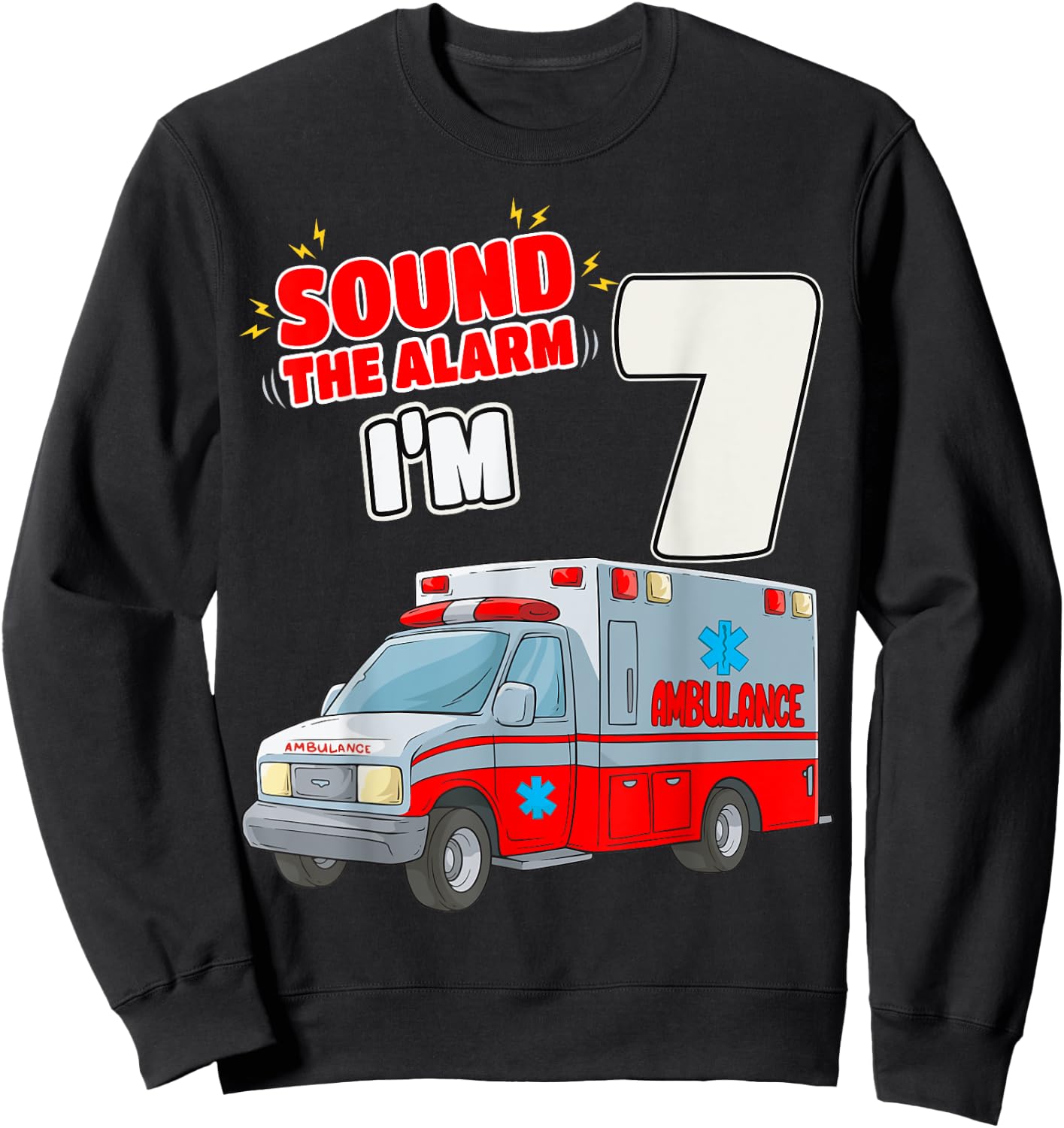 7th Birthday Medical Ambulance EMT 7 Years Old EMS Paramedic Sweatshirt - Sweatshirt | Black