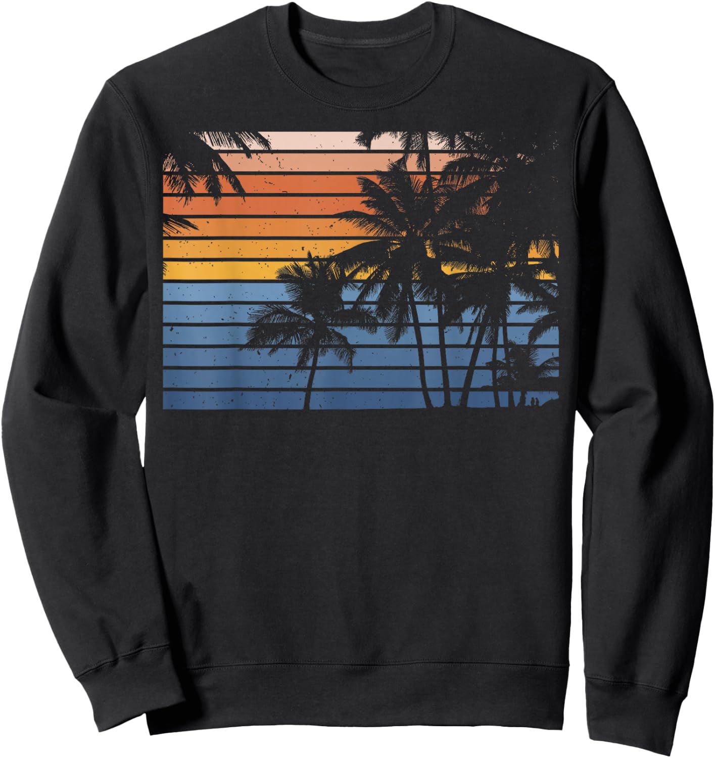 Palm Tree Silhouette Tree Design Vintage Graphic Gift Sweatshirt - Sweatshirt | Black