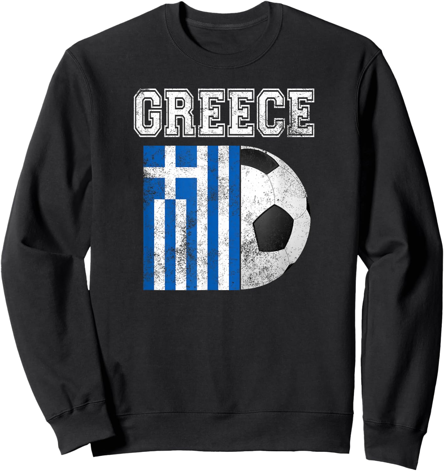 Greece Flag - Soccer Futbol Football Sweatshirt - Sweatshirt | Black