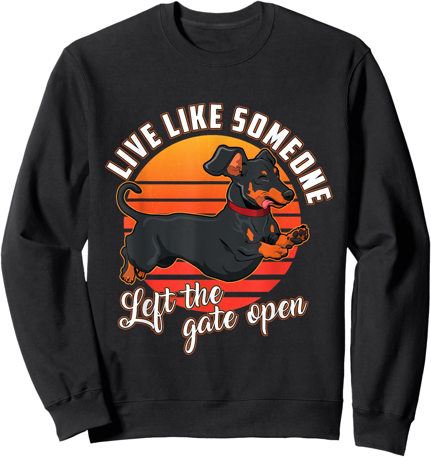 Live Like Someone Left The Gate Open Dachshund Dog Pet Owner Women Girls Kids Sweatshirt - Sweatshirt | Black