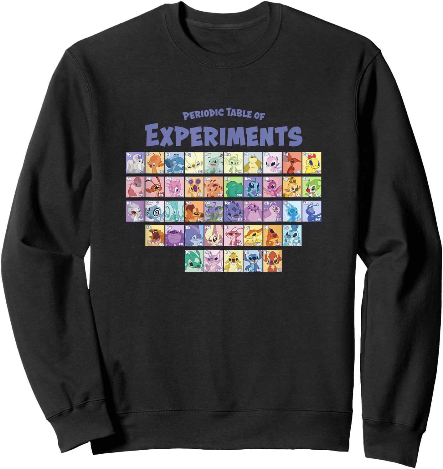 Disney Lilo & Stitch Periodic Table Of Experiments Big Logo Sweatshirt - Sweatshirt | Black