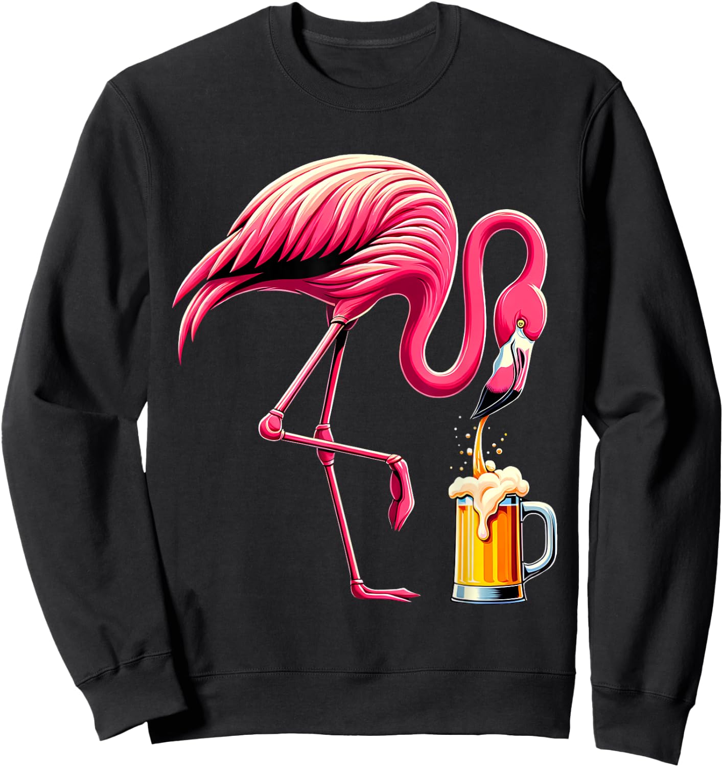 Funny Flamingo Drinking Beer Party Flamingo Lover Sweatshirt - Sweatshirt | Black
