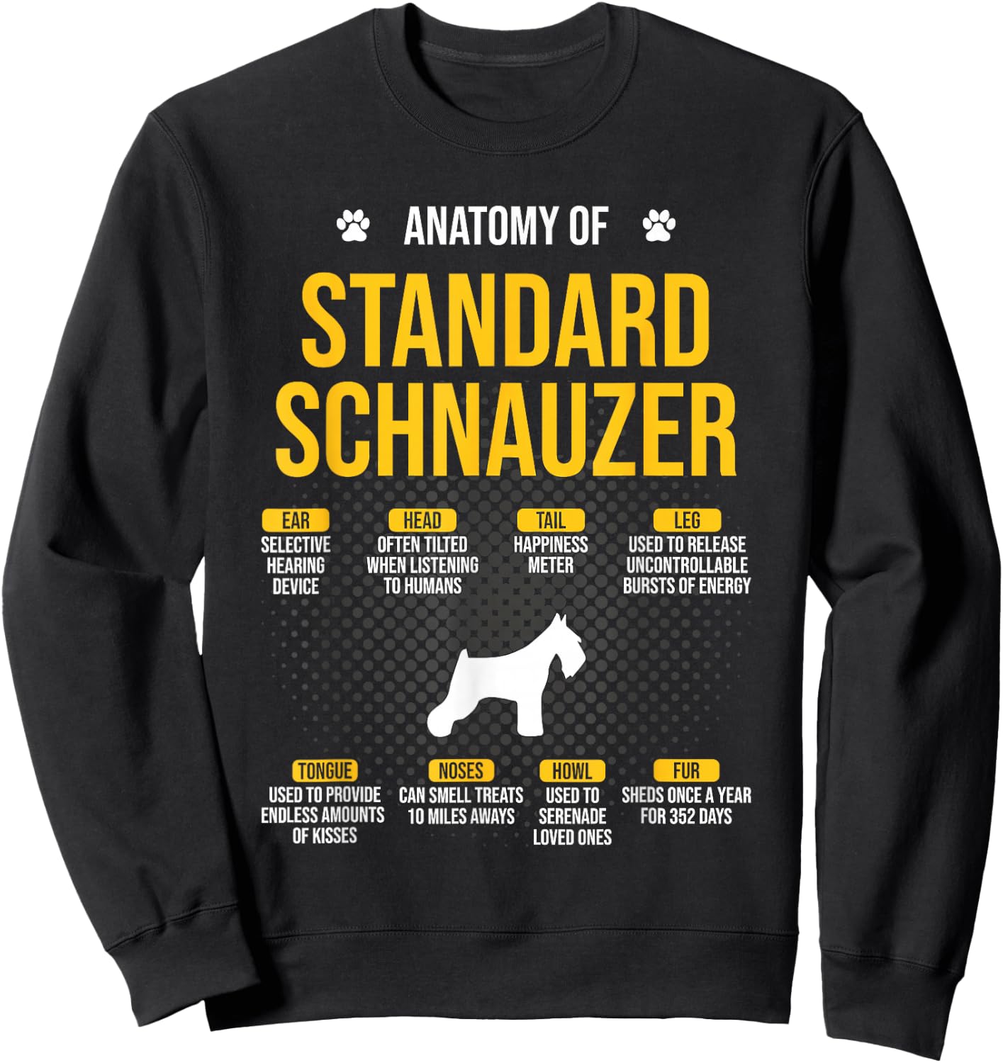 Anatomy Of Standard Schnauzer Dog Lover Sweatshirt - Sweatshirt | Black