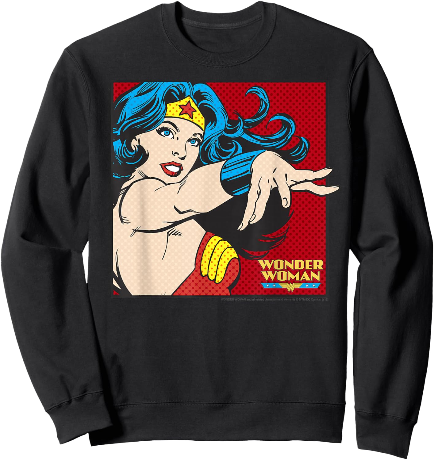 DC Comics Wonder Woman Retro Pop Art Portrait Sweatshirt - Sweatshirt | Black
