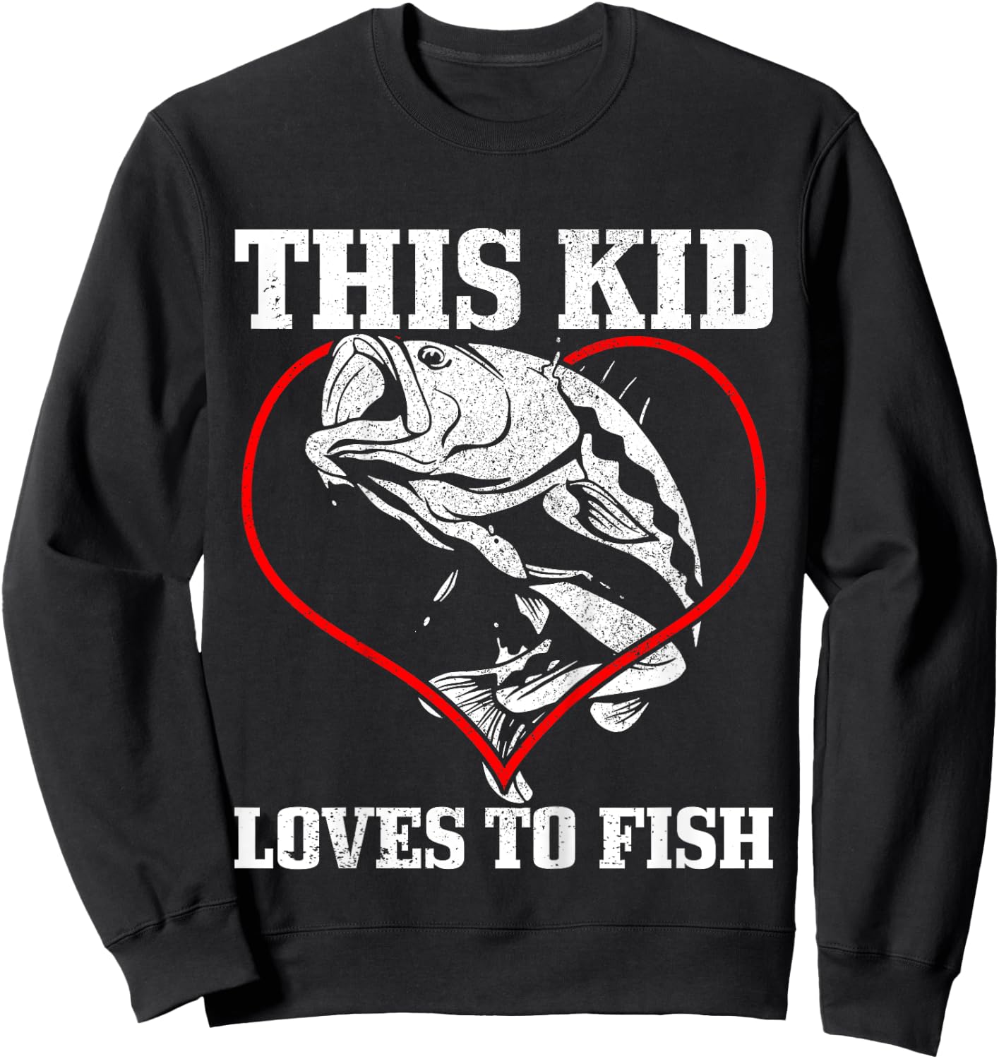 This Kid Loves To Fish Bass Fishing Fisherman Sweatshirt - Sweatshirt | Black