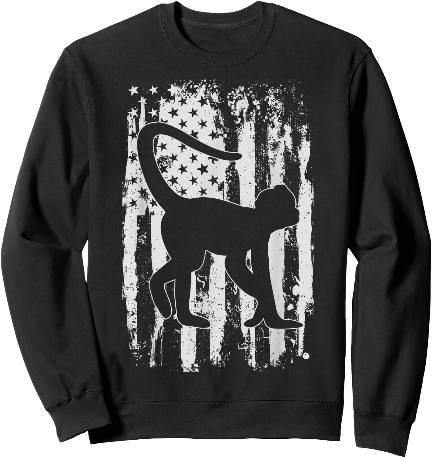 Spider Monkey American Flag Vintage Sweatshirt - Sweatshirt | Black
