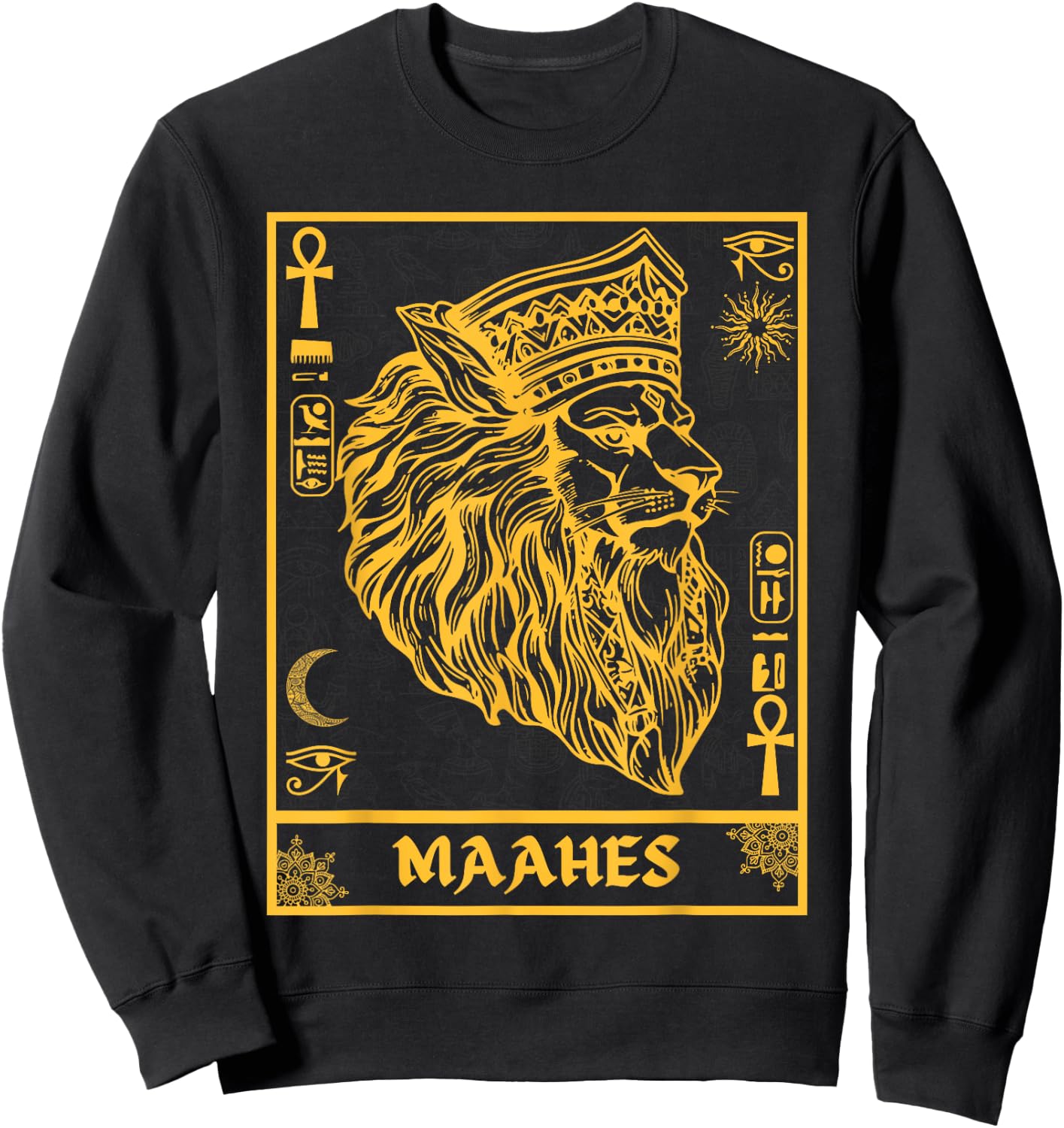 Ancient Egypt Maahes Egyptian War God Kemetic Art Sweatshirt - Sweatshirt | Black