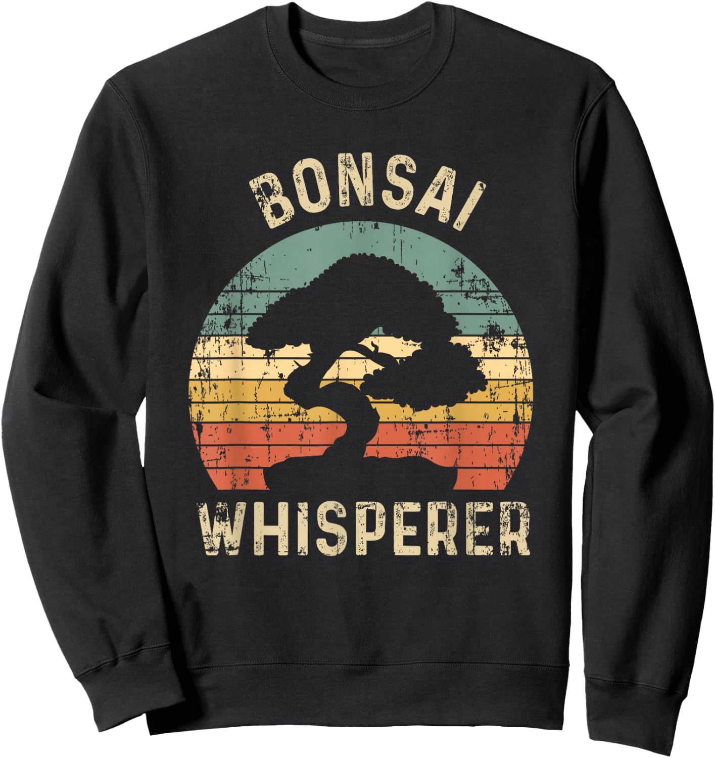 Bonsai Tree Whisperer Japanese Gardener Sunset Funny Gift Sweatshirt - Sweatshirt | Black
