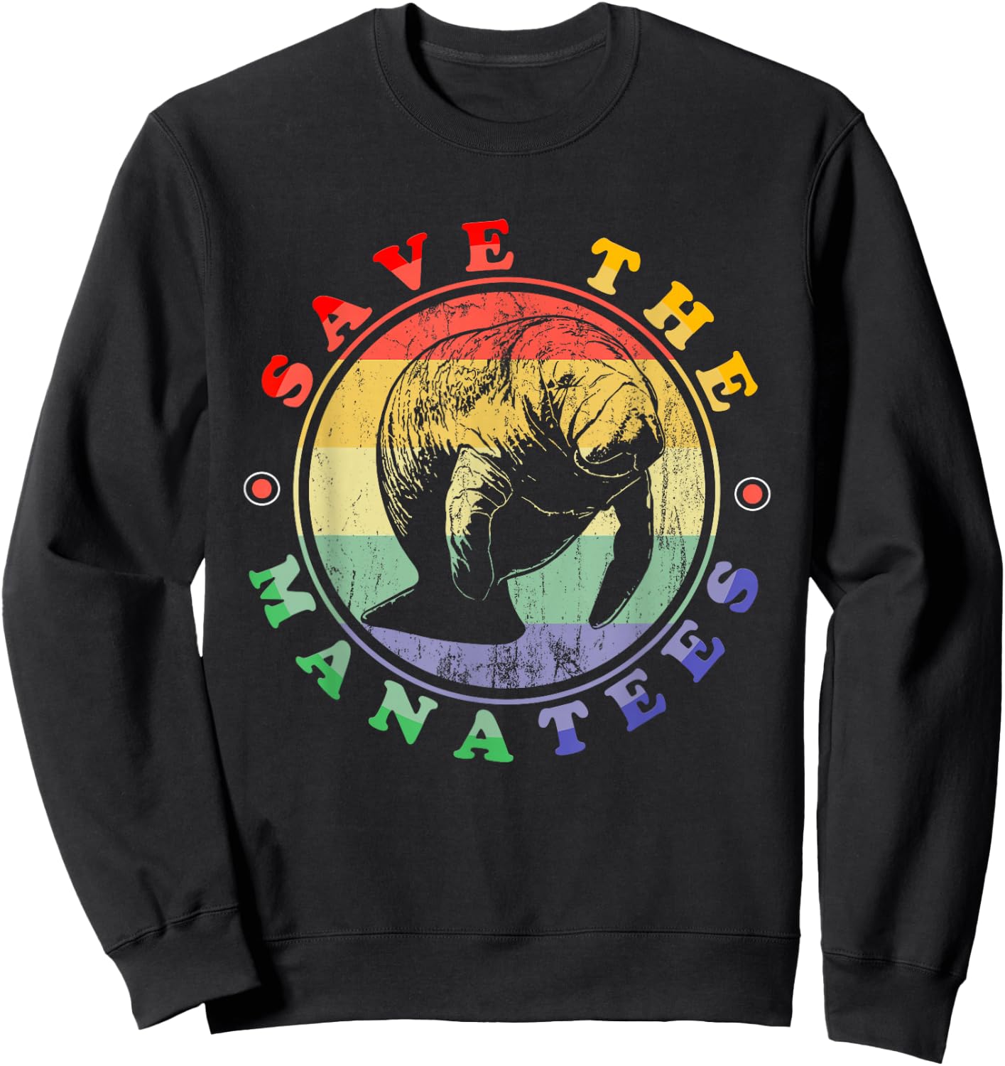 Save The Manatees Love Manatees Animal Retro Manatee Sweatshirt - Sweatshirt | Black