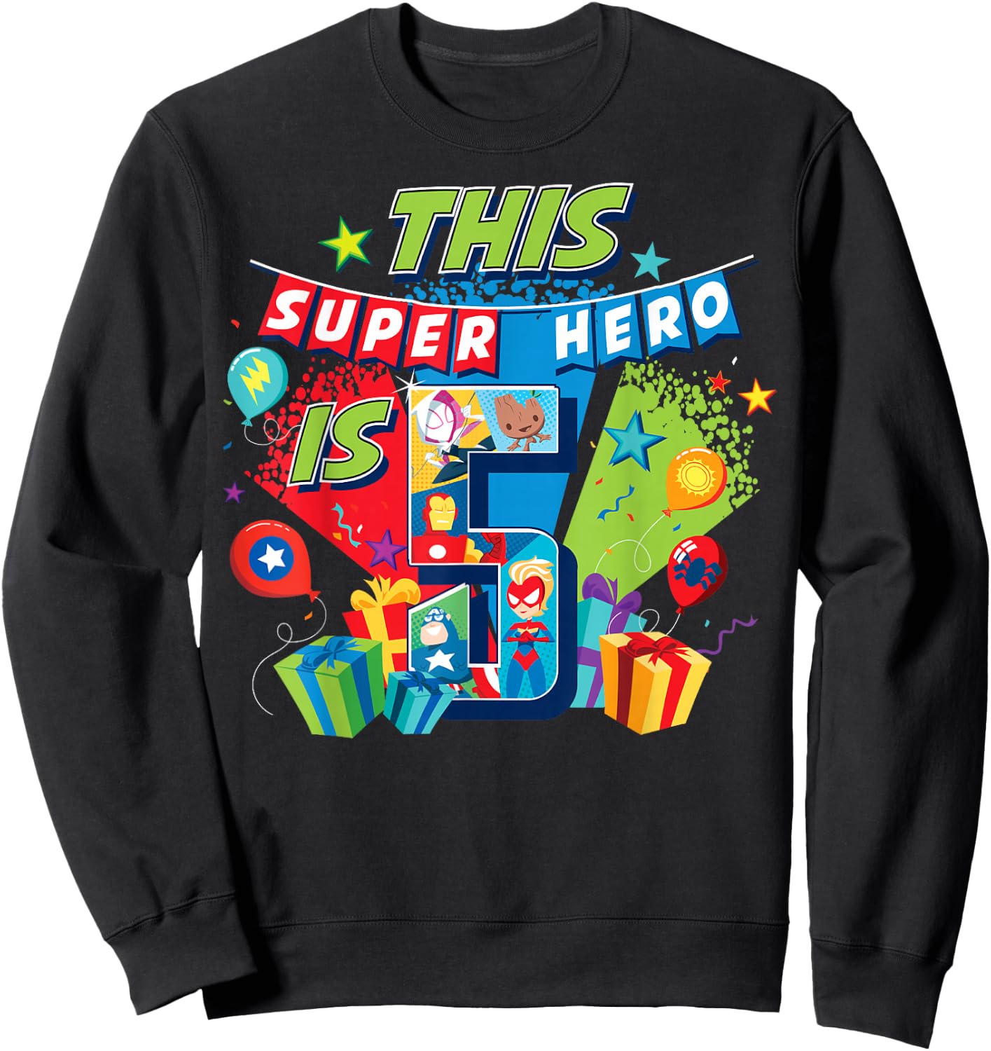 Marvel Avengers Birthday This Super Hero Is 5 Sweatshirt - Sweatshirt | Black