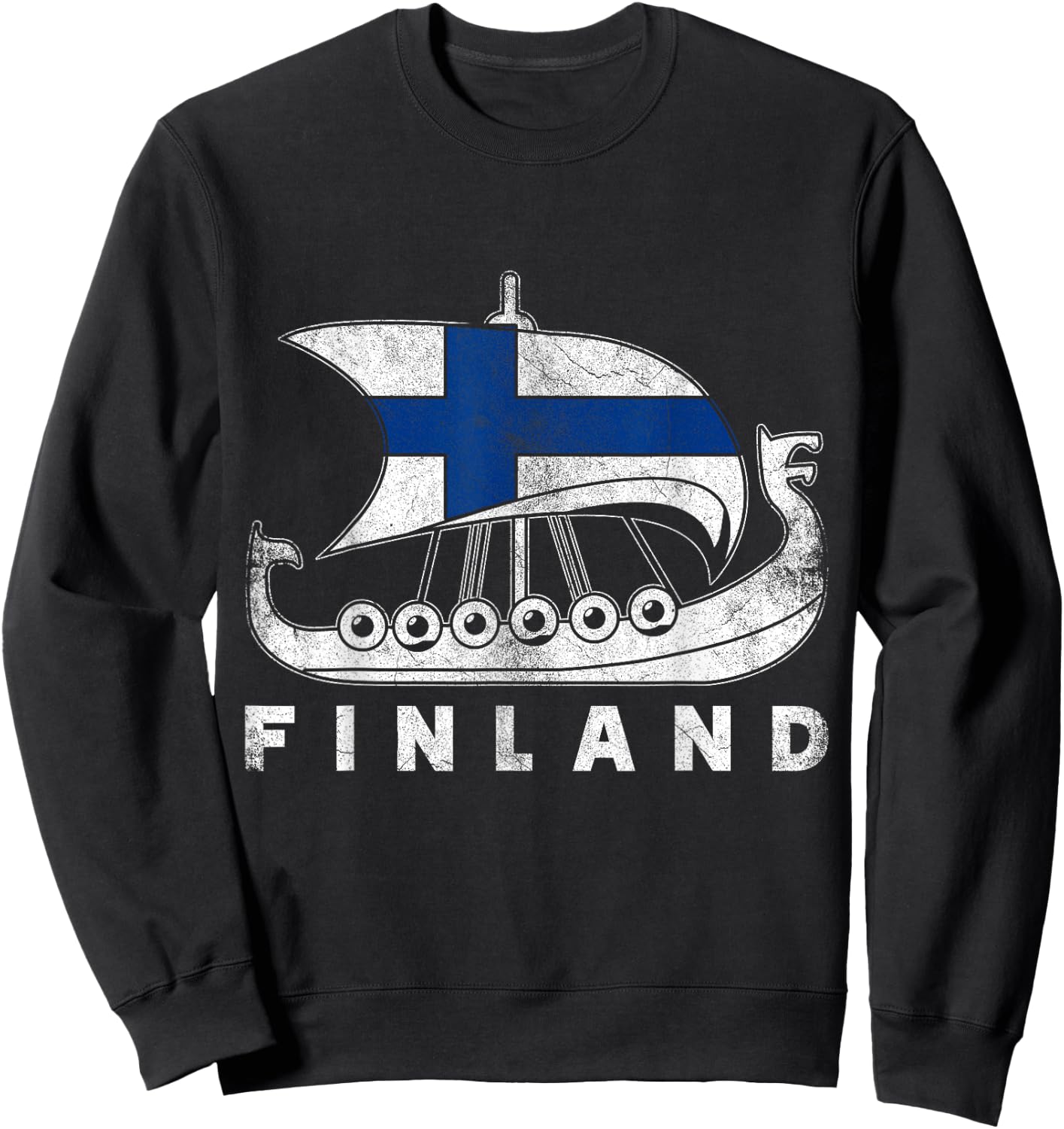 Finnish & Gifts -Adults Black Cotton Viking Themed Sweatshirt - Sweatshirt | Black