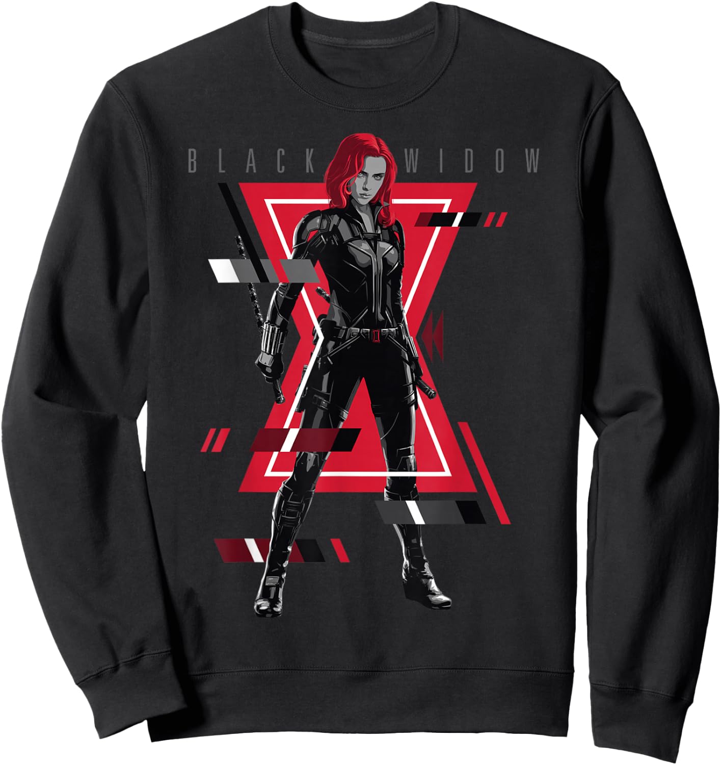 Marvel Black Widow Logo Glitch Portrait Small Sweatshirt - Sweatshirt | Black