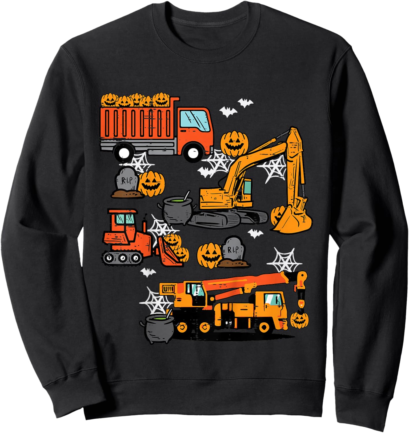 Kids Halloween Construction Trucks Costume Toddler Boys Youth Sweatshirt - Sweatshirt | Black