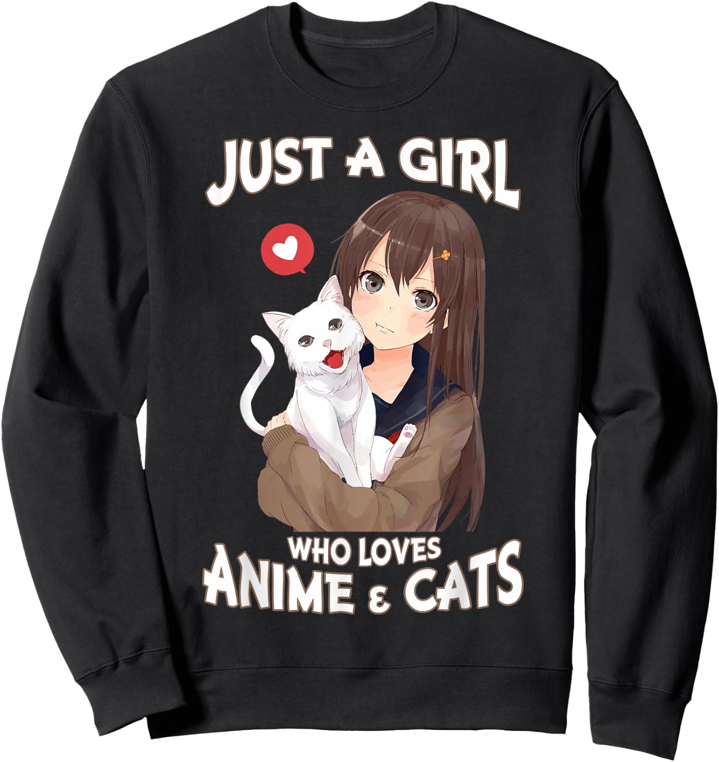 Just A Girl Who Loves Anime & Cats for Teen Girls Small Sweatshirt - Sweatshirt | Black