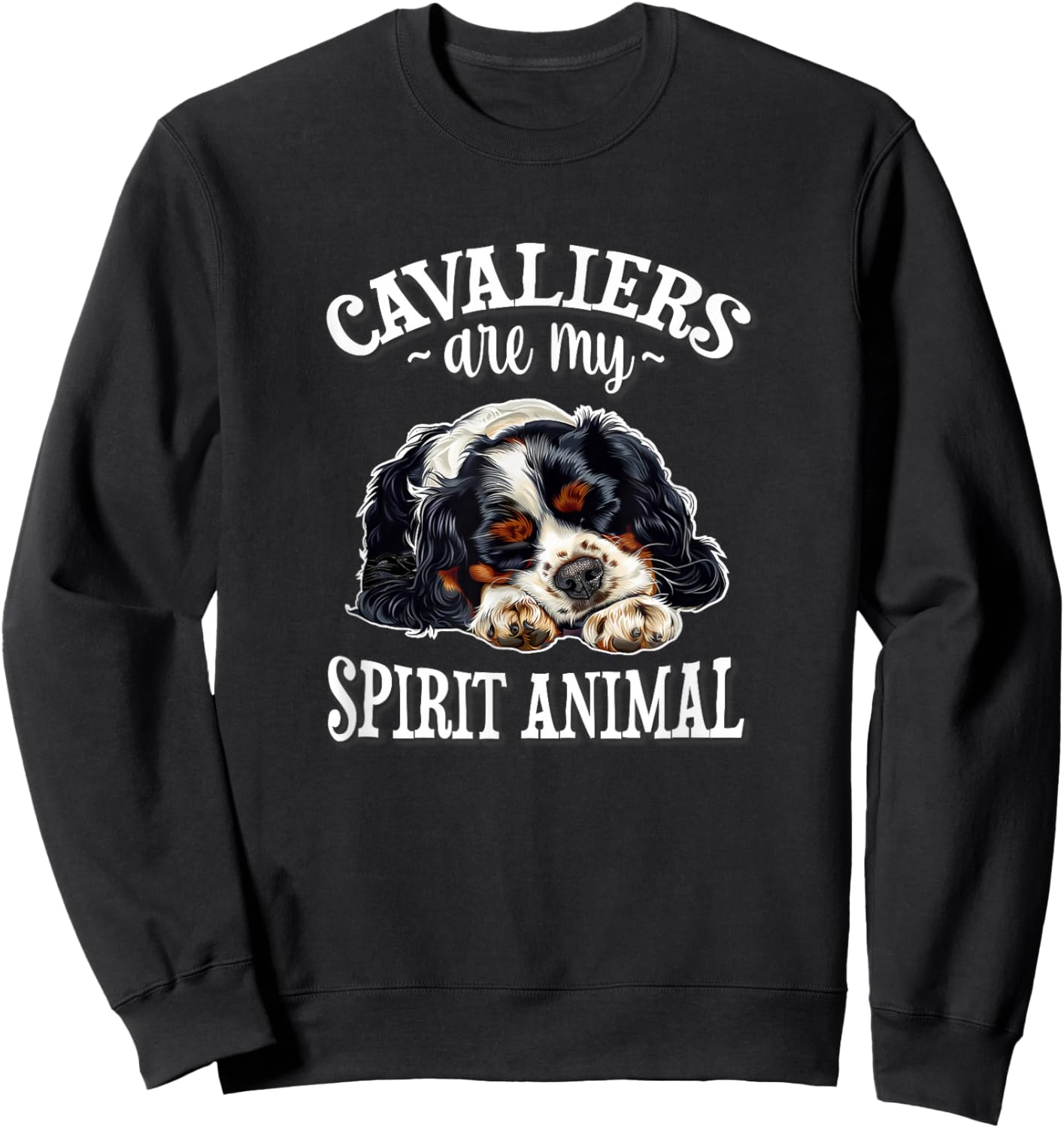 Funny Sleep Nap My Spirit Animal Tricolor Cavalier Dog Lover Sweatshirt - Sweatshirt | Black