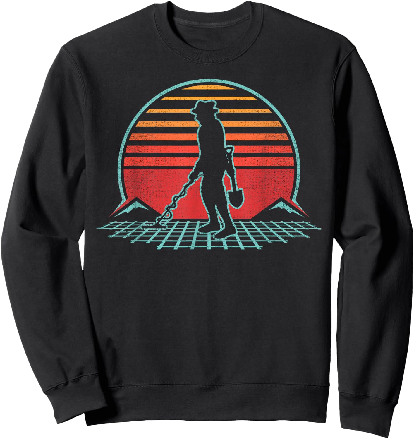 Metal Detecting Detector Retro Vintage 80s Style Gift Sweatshirt - Sweatshirt | Black