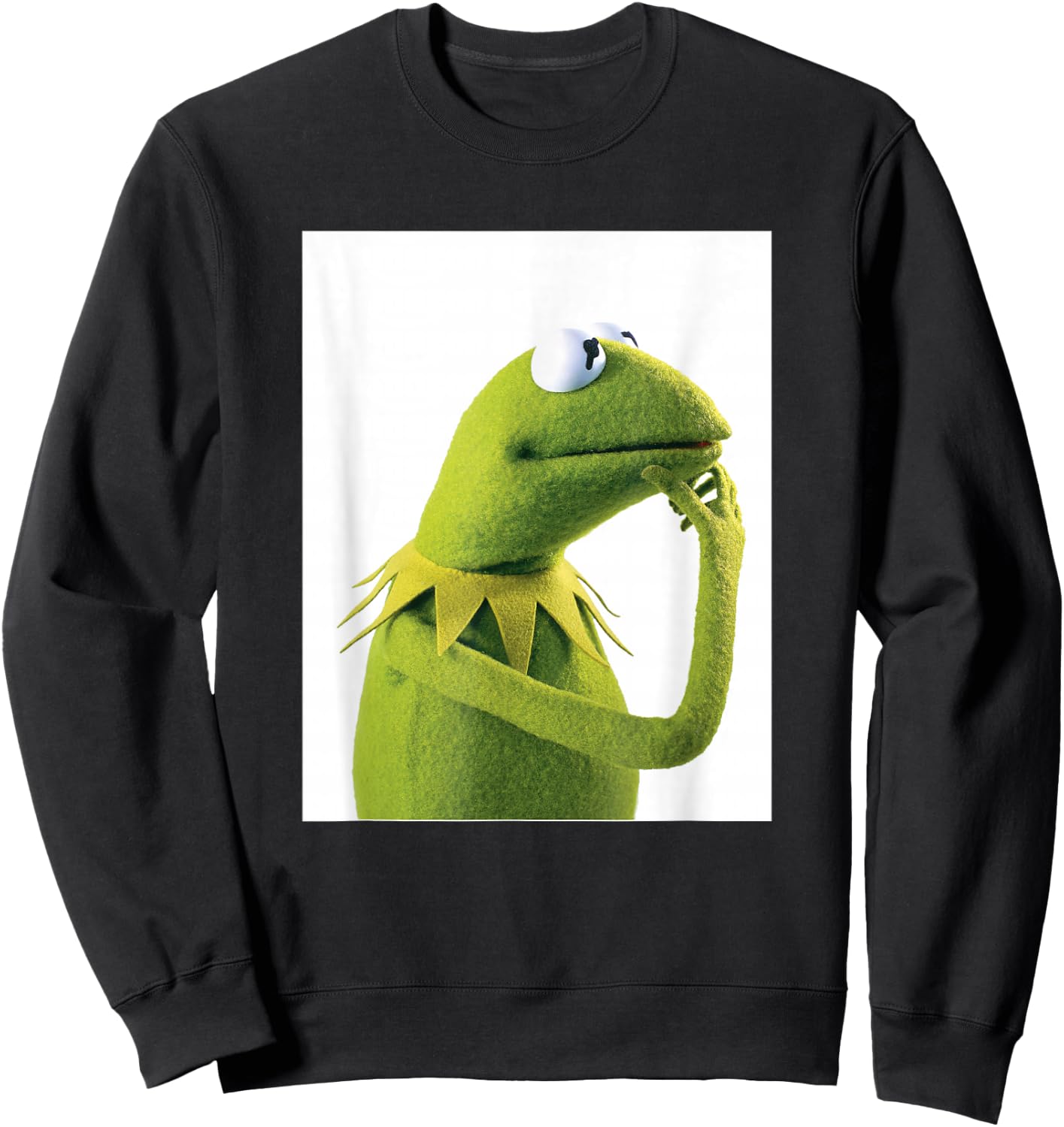 Disney The Muppets Kermit The Frog Thinking Side Portrait Sweatshirt - Sweatshirt | Black