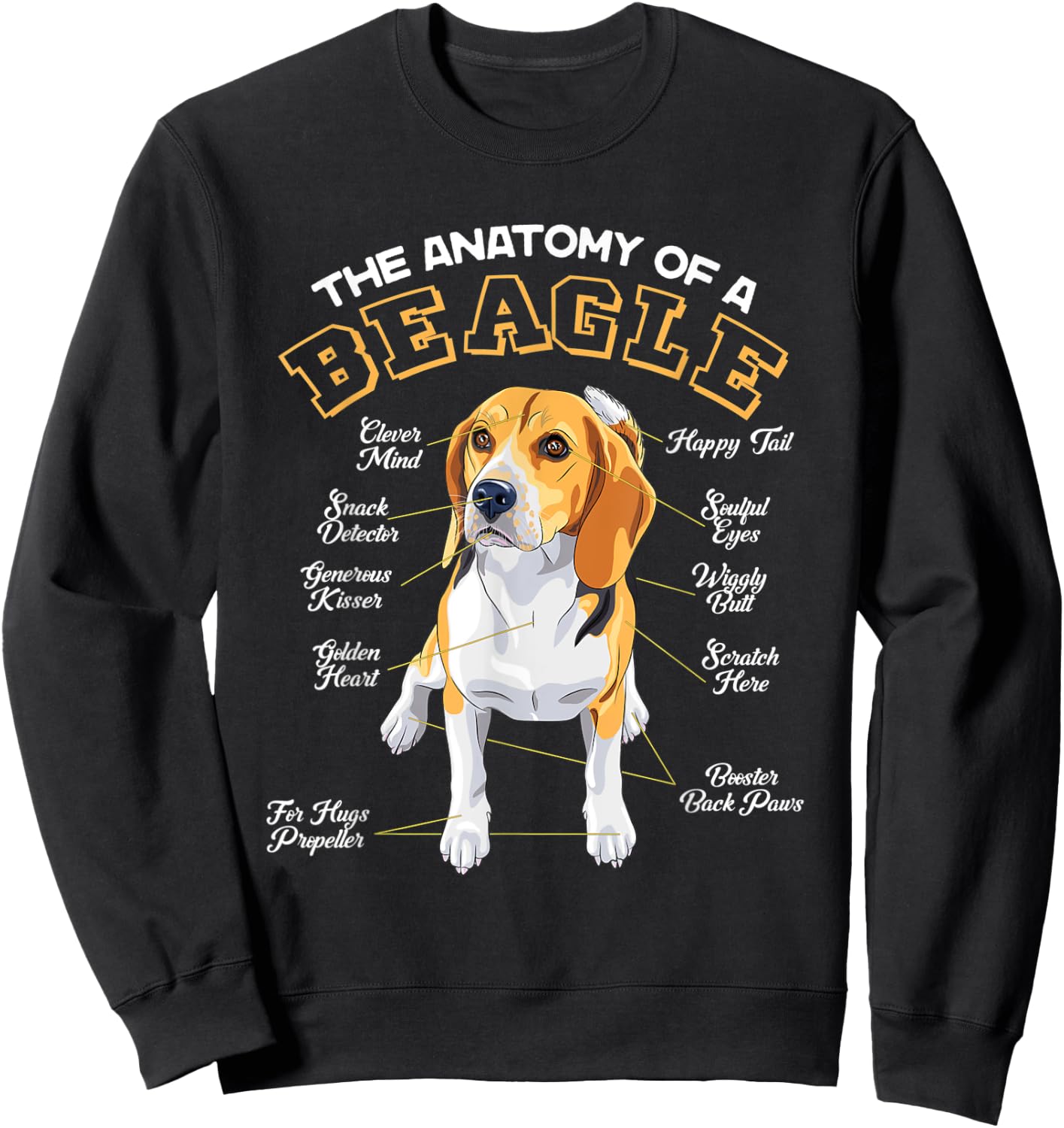 The Anatomy Of A Beagle Funny Quotes Sayings Sweatshirt - Sweatshirt | Black