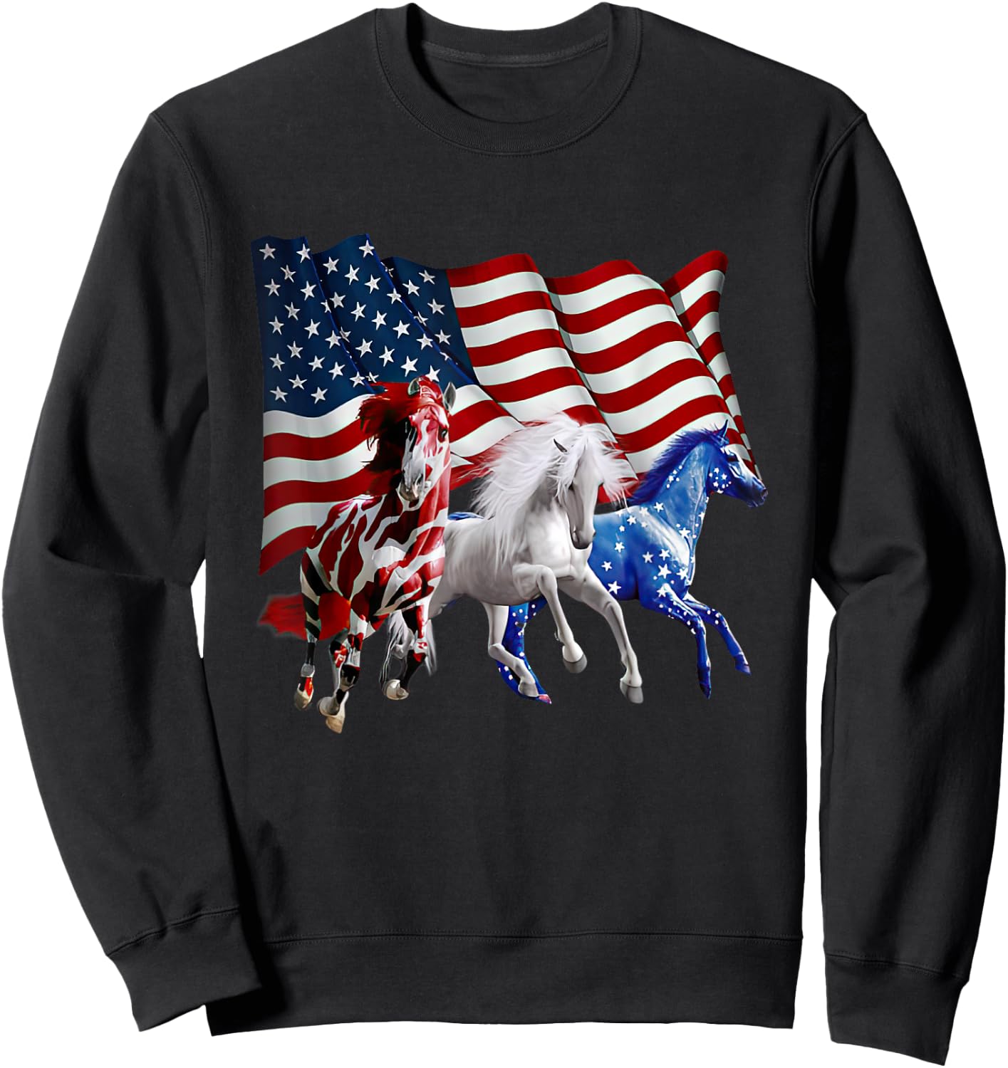 Patriotic US Flag 4th Of July Horse Lovers Men Sweatshirt - Sweatshirt | Black