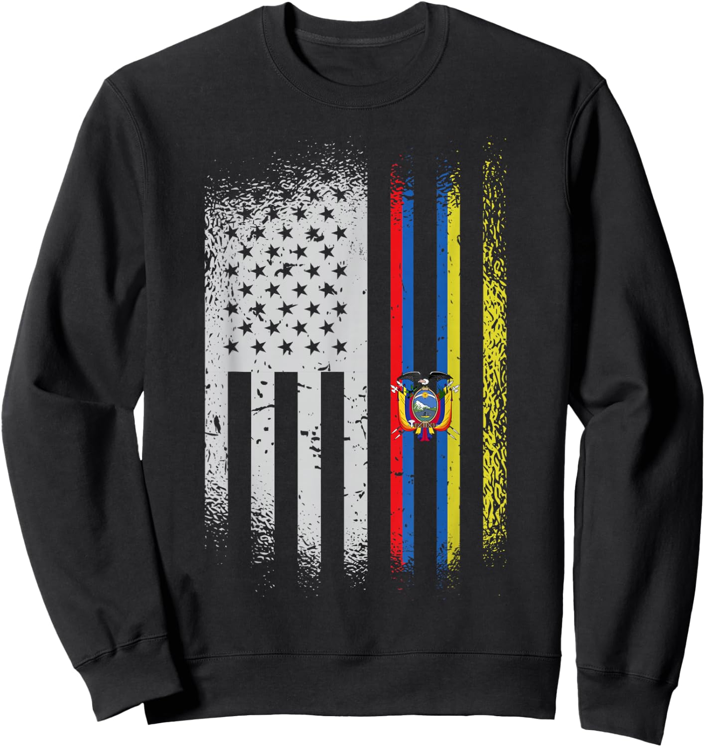 USA Ecuador Flag Ecuadorian American People Heritage Roots Sweatshirt - Sweatshirt | Black