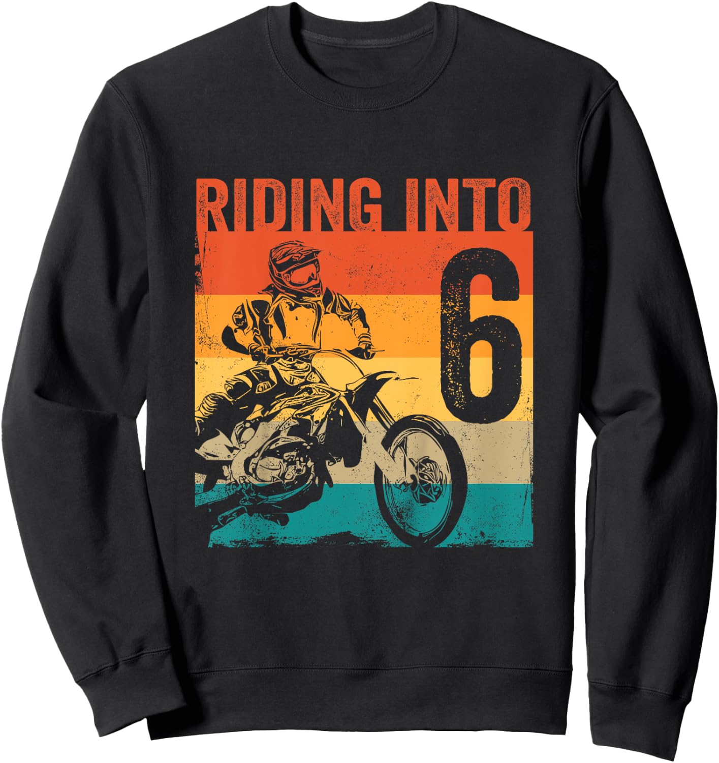 Kids Motocross 6 Years Old Dirt Bike 6th Birthday Party Sweatshirt - Sweatshirt | Black