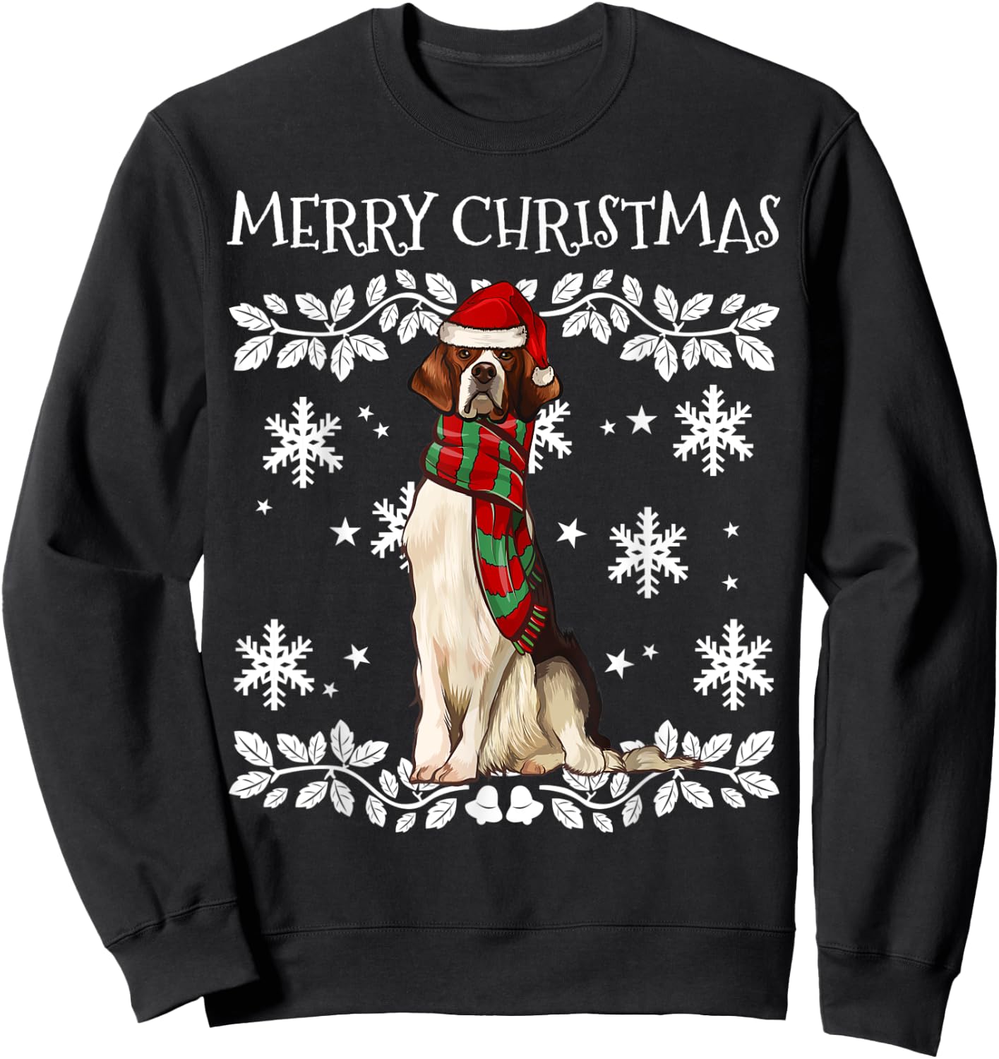 Merry Christmas Ornament Irish Red White Setter Xmas Santa Sweatshirt - Sweatshirt | Black