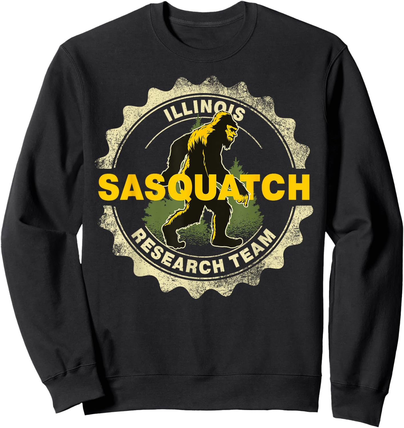 Illinois Sasquatch Research Team Bigfoot Believer Fan Sweatshirt - Sweatshirt | Black
