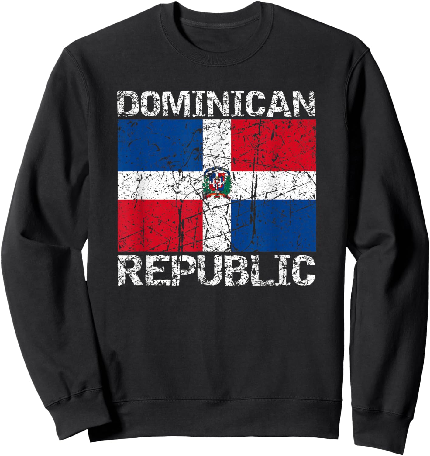 Dominican Republic Flag Distressed Dominican Men Women Kids Sweatshirt - Sweatshirt | Black