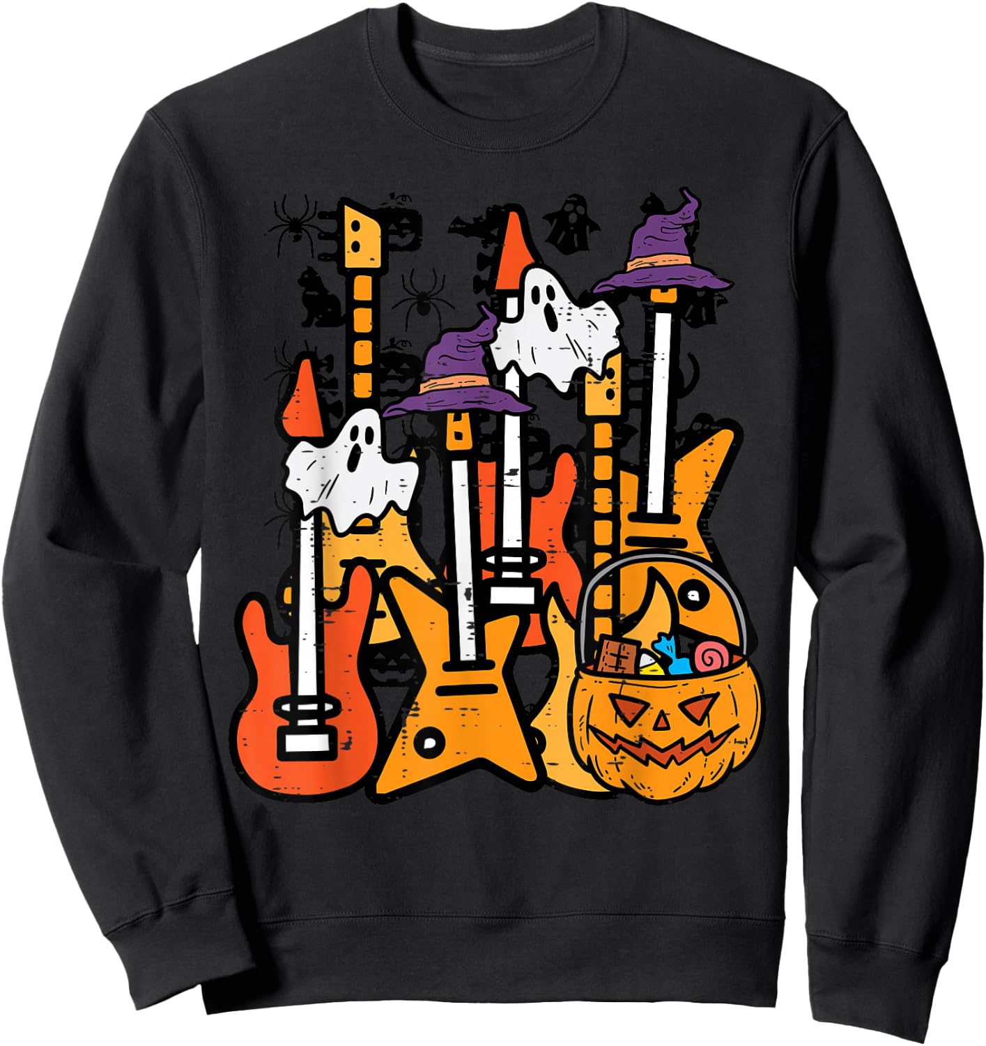 Halloween Rocker Guitars Rock Costume Men Boys Kids Youth Sweatshirt - Sweatshirt | Black