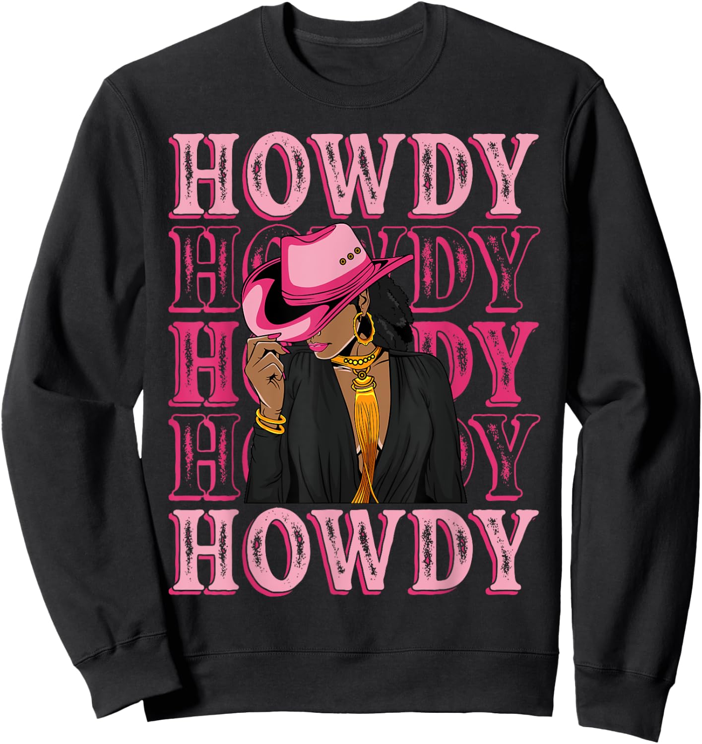 Howdy Retro Western Black Cowgirl African American Women Sweatshirt - Sweatshirt | Black