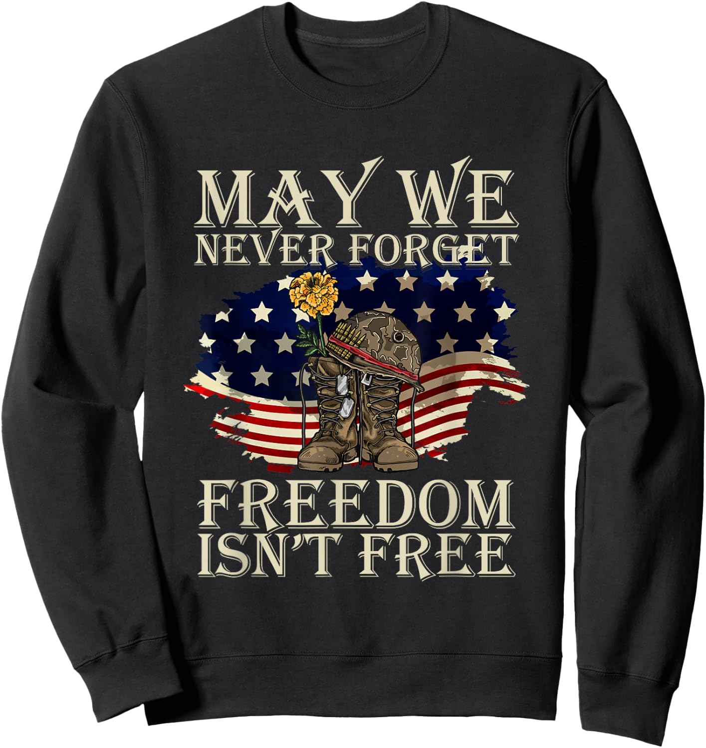May We Never Forget Freedom Isnt Free Veterans Day Sweatshirt - Sweatshirt | Black