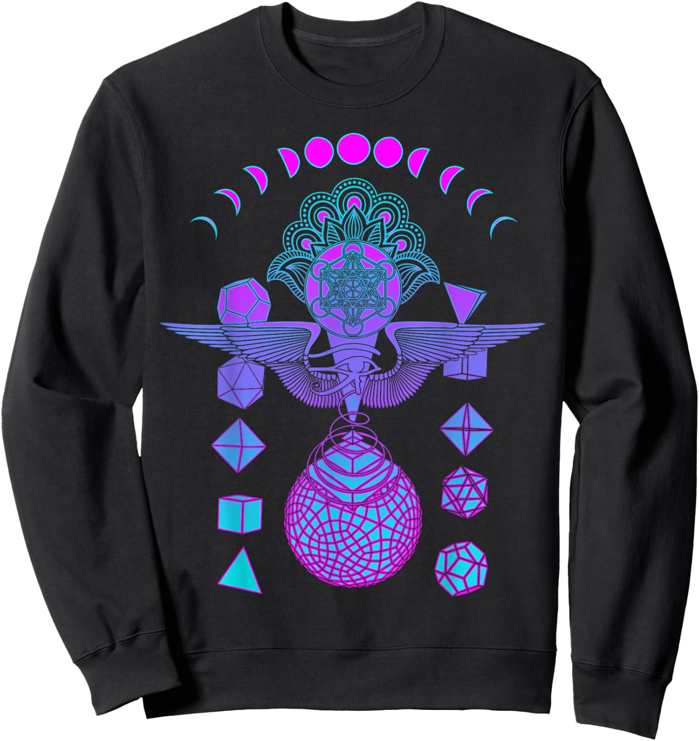 Wisdom Holy Geometry Purple Graphic Psychedelic Festival Sweatshirt - Sweatshirt | Black