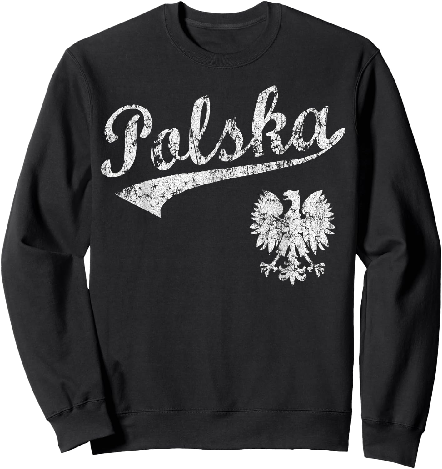 Vintage Fade Polska Polish American Poland Men Women Kids Sweatshirt - Sweatshirt | Black