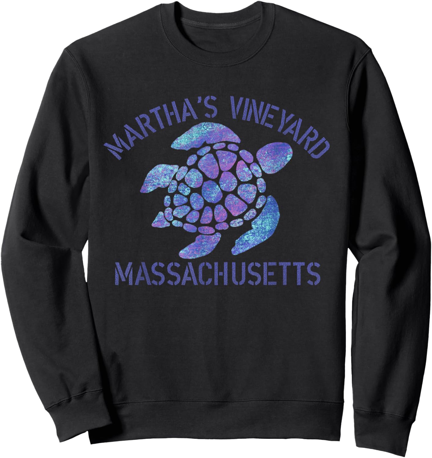 Martha's Vineyard, MA Beach Design / Tribal Turtle Gift Sweatshirt - Sweatshirt | Black