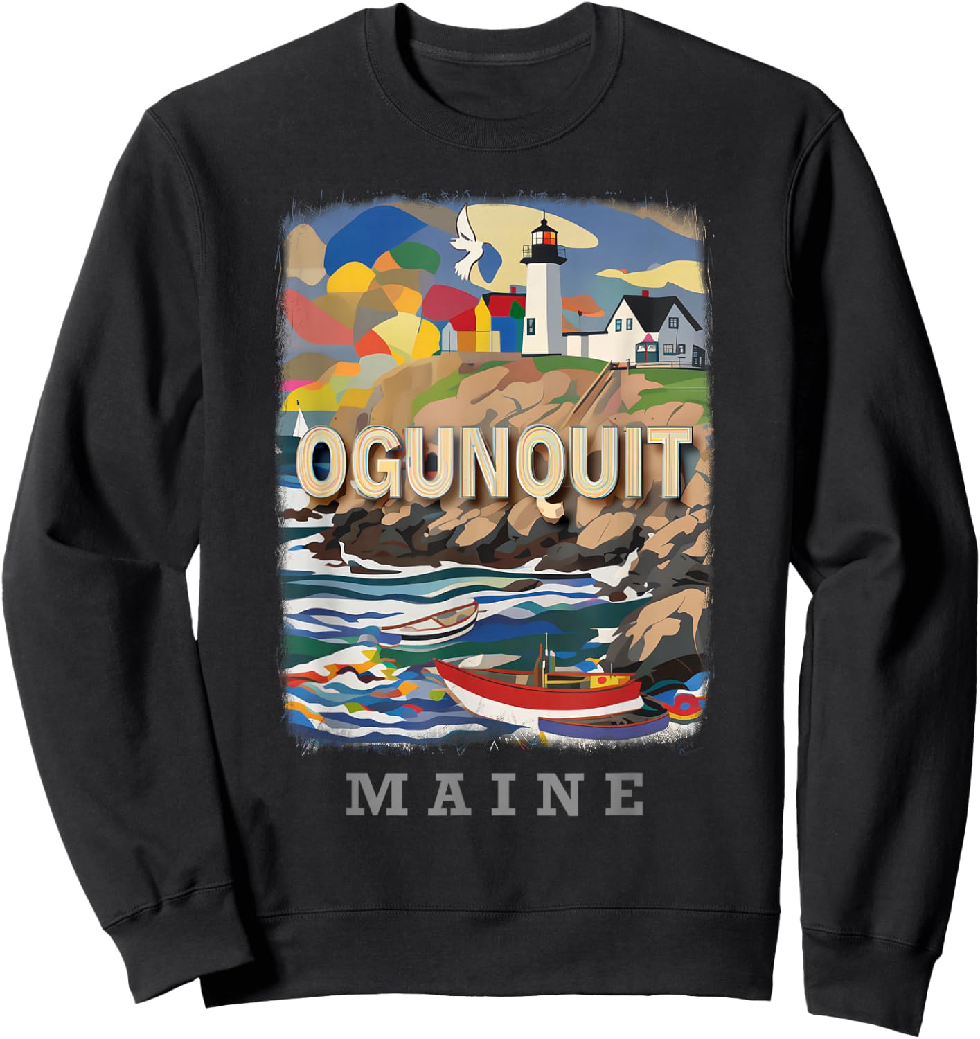 Ogunquit Maine ME Coastal Charm SD499 Sweatshirt - Sweatshirt | Black