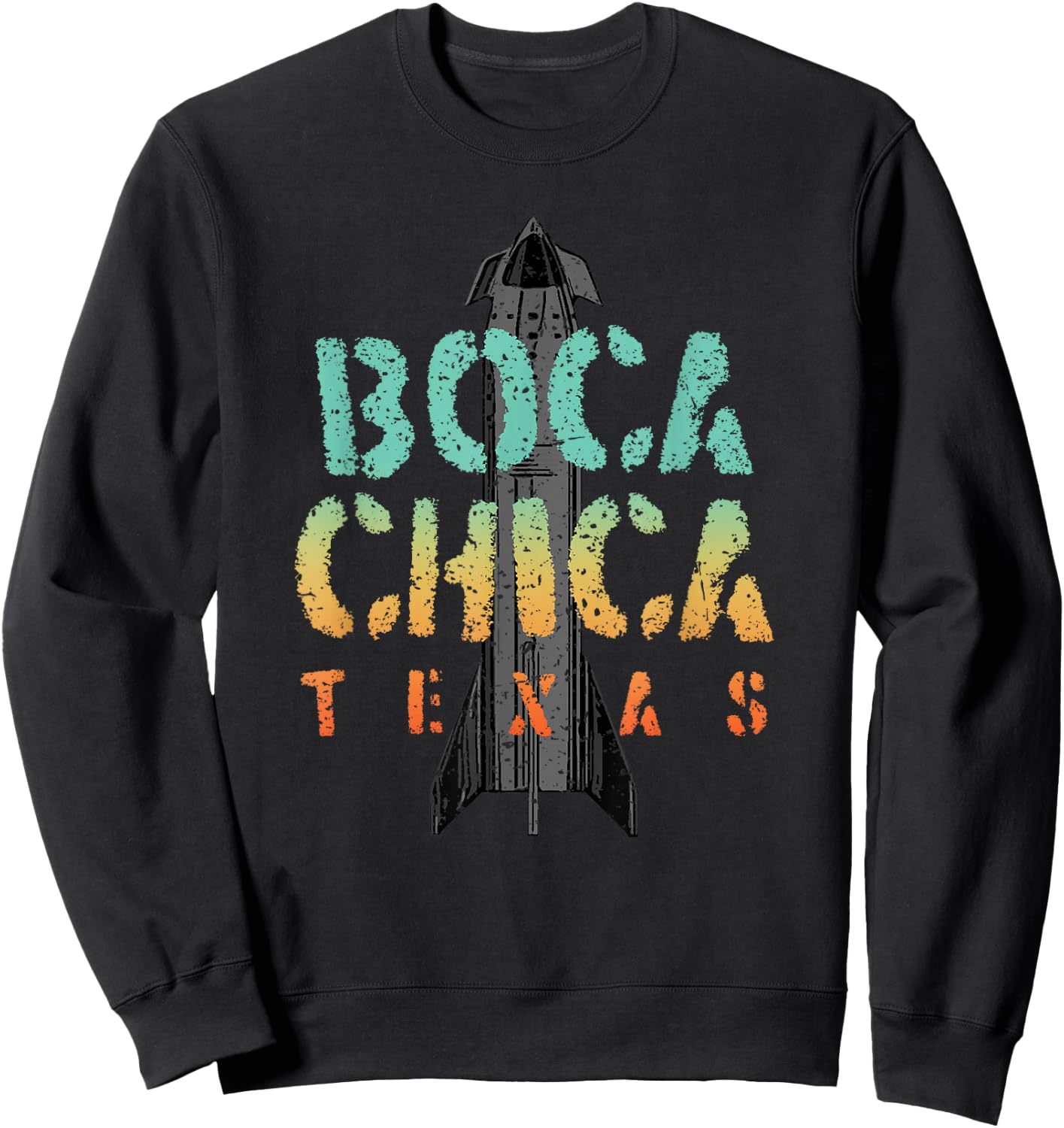 Boca Chica Texas Starship Cool Retro Sweatshirt - Sweatshirt | Black