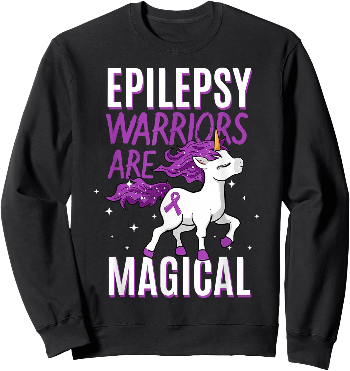 Epilepsie-Bewusstseinsmonat-Kleidung Epilepsy Warriors Are Magical Unicorn Graphic - Black, Small - Men's, Adults with Epilepsy or Supporters, , Short Sleeve, Classic Fit Sweatshirt - Sweatshirt | Black