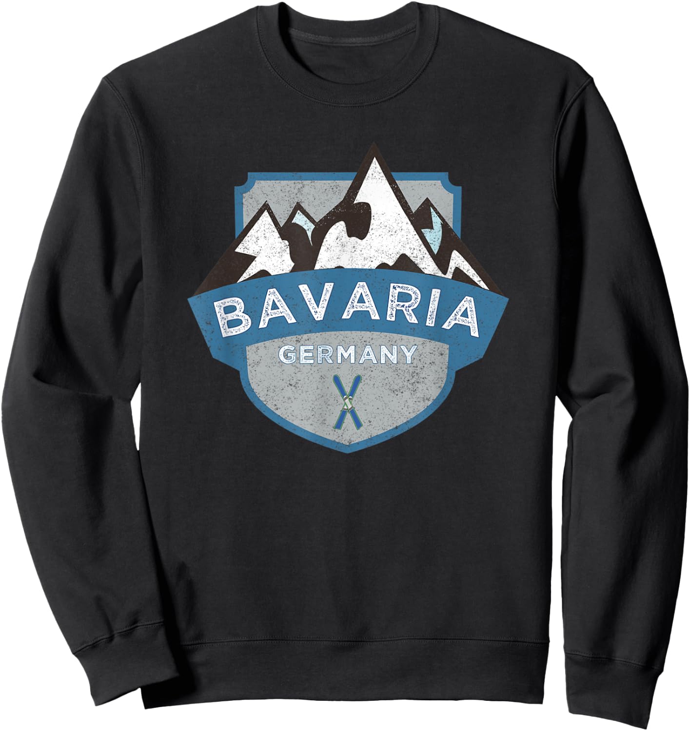 Vintage Bavaria, Germany Illustration / Retro Logo Ski Sweatshirt - Sweatshirt | Black