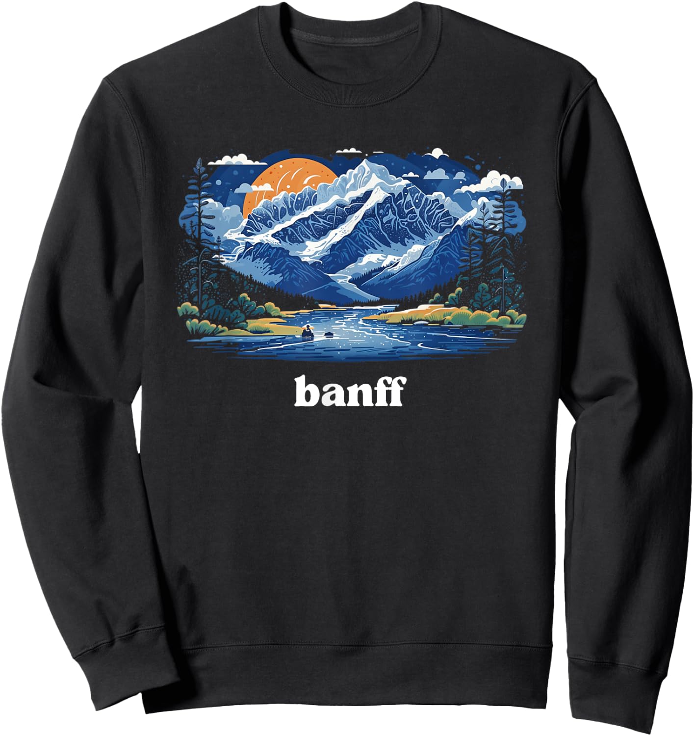 Borough & Bridge Banff Alberta Canada Landscape Sweatshirt - Sweatshirt | Black