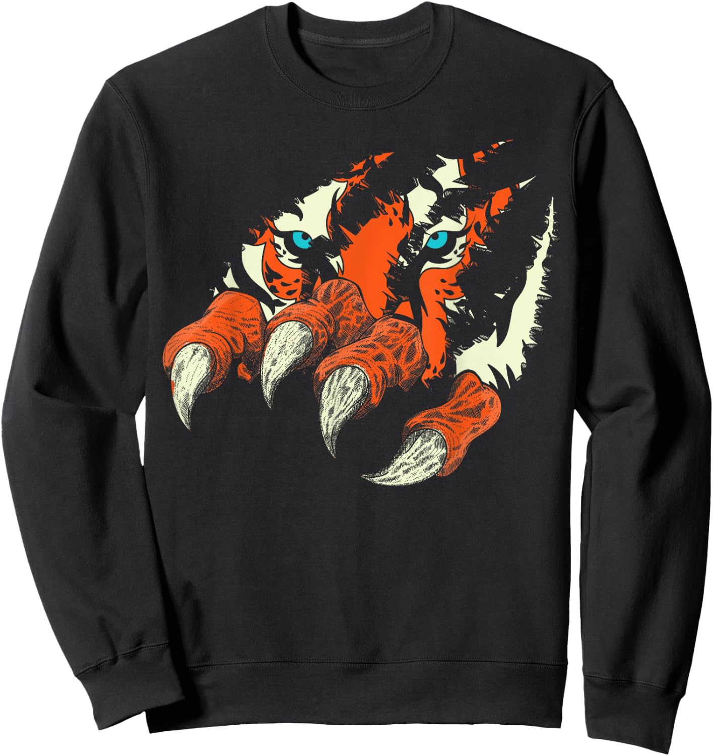 Wildlife Animal Predator Wild Cat Claws Tiger Eyes Tiger Sweatshirt - Sweatshirt | Black
